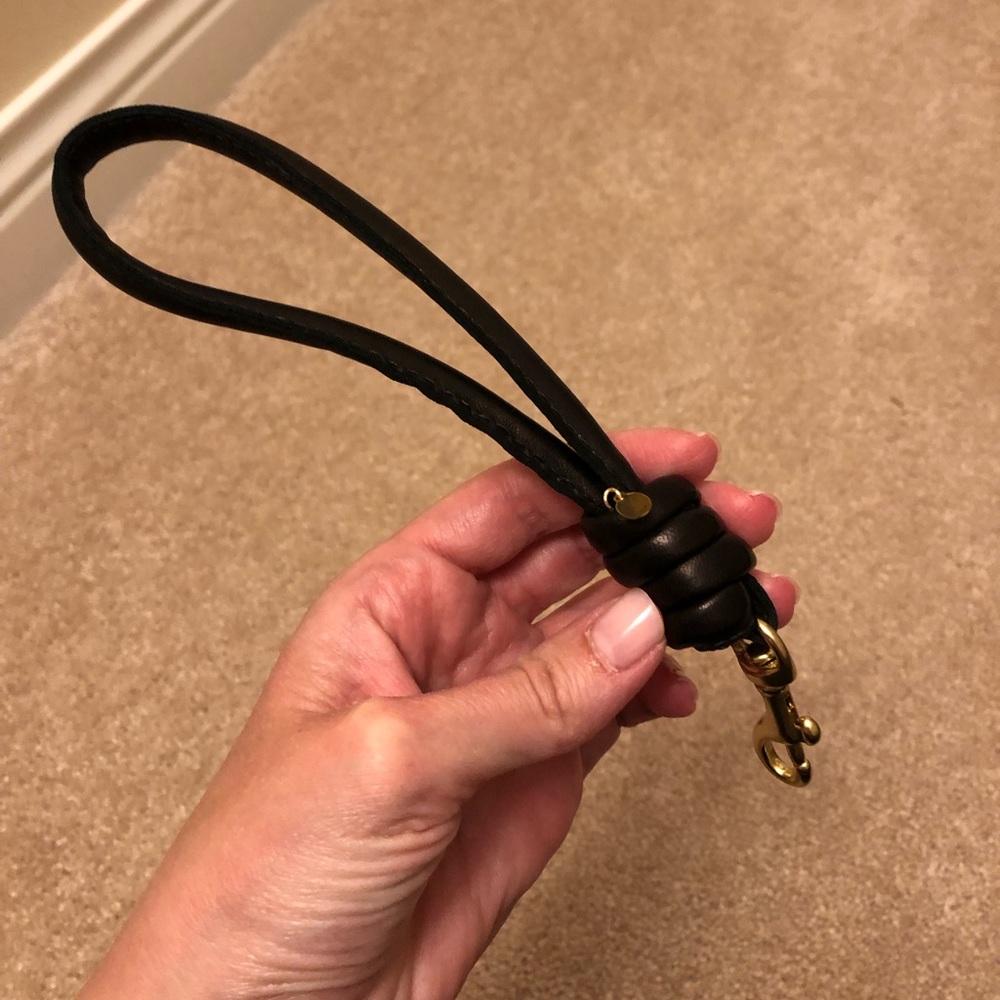 Clare V black leather wristlet attachment